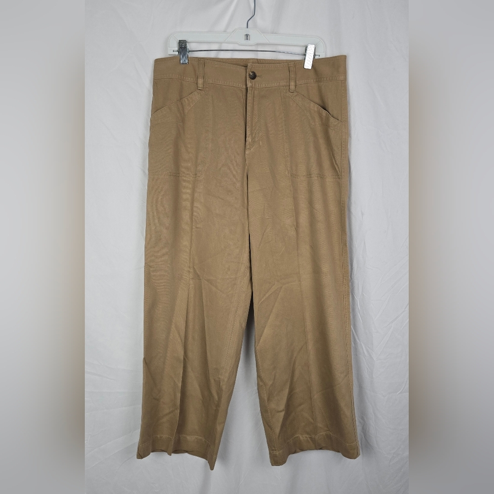 Lauren Ralph Lauren Wide Leg Khaki Chino Twill Women's Pants sz 12 Career